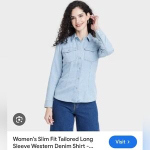 Women's Light Blue Denim Shirt. Size 2